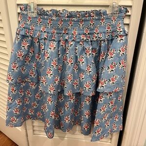 Marea by Liz Joy Tiered Mini Skirt Blue/Pink Multi Medium